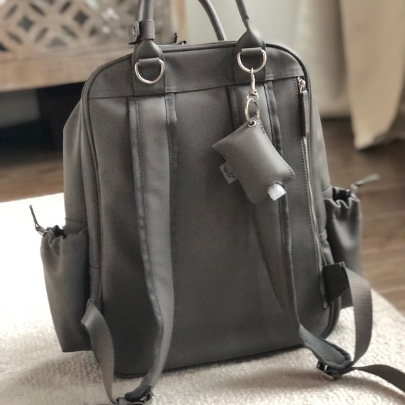 Jujube million pockets backpack diaper bag, vegan leather, grey - Picture 2 of 10